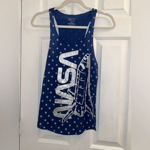 Size small NASA blue silver star print racerback tank top